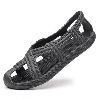 Sandalias de tejido vintage, suela blanda antideslizante, unisex