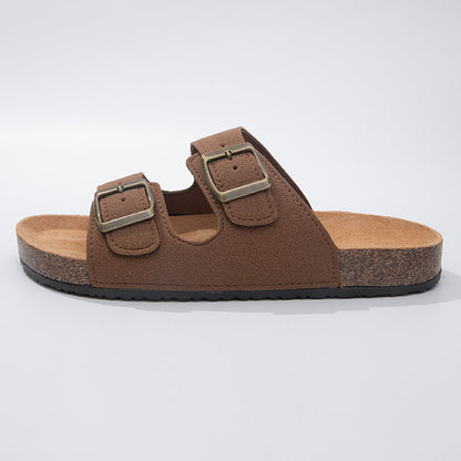 Sandalias de cuero, plantilla cómoda, chanclas de suela gruesa