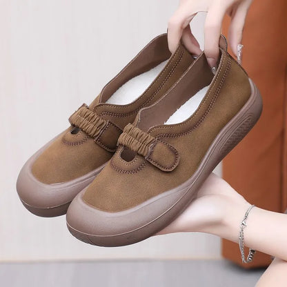 Zapatos de velcro elásticos con punta redonda