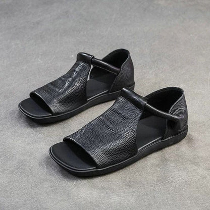 Sandalias vintage de cuero suave, tela de primera calidad