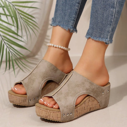 Sandalias de cuero para mujer, casuales y cómodas