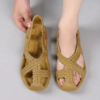Sandalias de tejido vintage, suela blanda antideslizante, unisex