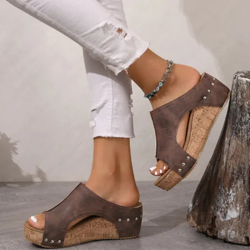 Sandalias de cuero para mujer, casuales y cómodas