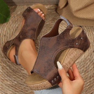 Sandalias de cuero para mujer, casuales y cómodas