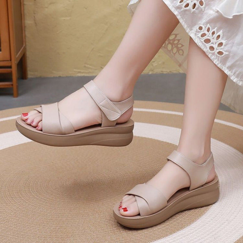 Sandalias de cuero suave ligeras y antideslizantes